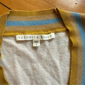 Veronica Beard Women's Cardigan - Gold and Blue Stripes